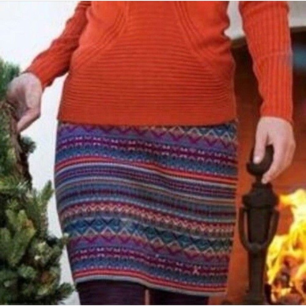 KRIMSON KLOVER 100% Wool Geometric Pattern Mini Skirt Purple Multi Small